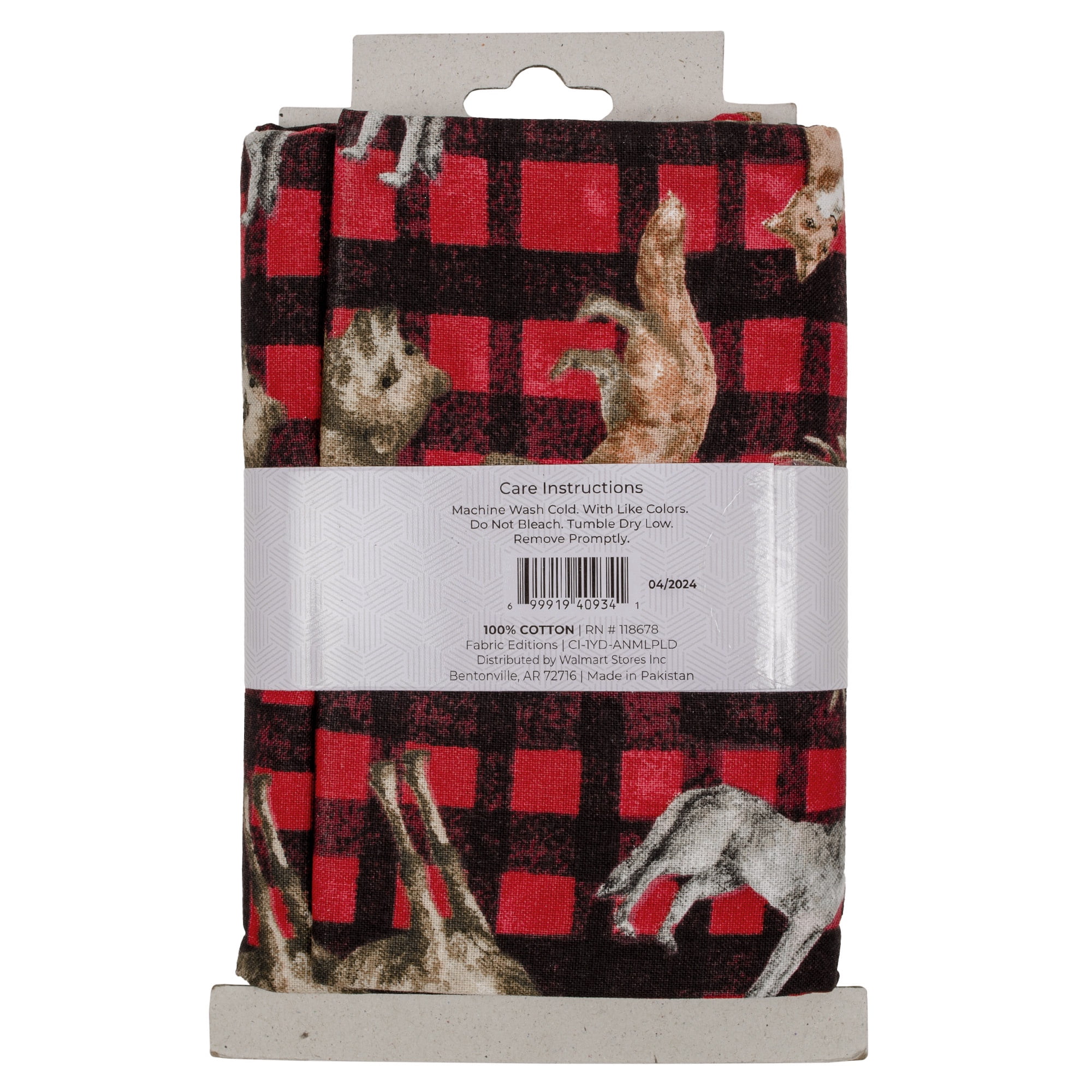 Fabric Editions 36" x 42" Cotton Animal Plaid 1 Yard Precut Sewing & Craft Fabric, Multicolor 1 Piece