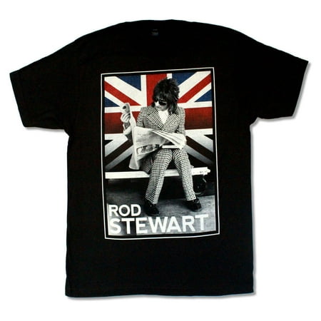 Rod Stewart Plaid Suit Union Jack Image Tour 2014 Black T Shirt