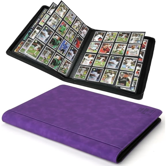 WarmHaven Premium Ringless Trading Card Binder - 1024 Capacity, 16 Side-Loading Pockets per Page, Archival Quality Protection & Anti-Slip Spine for TCG, MTG, Sports Cards (Purple)