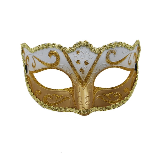 Antifaz Venecia Felina, dorado, elástico, adornos, baile de máscaras, Venecia, carnaval, fiesta temática, disfraces JM MX-0135840FYD