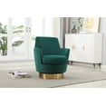 thumbnail image 2 of Comfy Velvet Swivel Accent Barrel Chair, Round Reading Club Armchair with 360 Degree Rotating Metal Base, Single Barrel Chair Lounge Sofa for Living Room, Bedroom, Emerald, 2 of 7