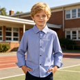 thumbnail image 3 of Fozruso Striped Button-Down Shirts for Boys Long Sleeve Collared Dress Shirts for Toddler and Kids, 3 of 7