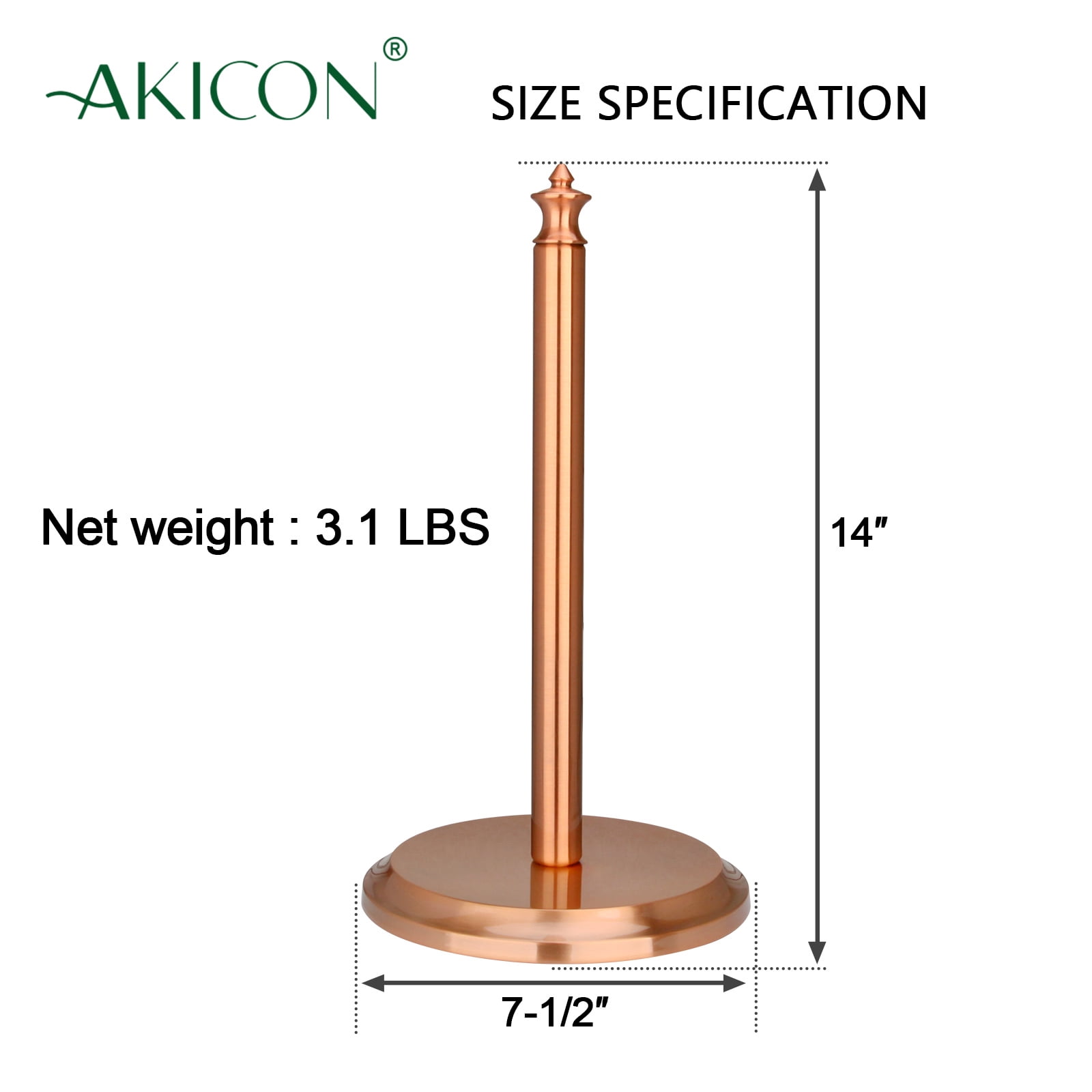 Akicon Paper Towel Holder Stand for Kitchen Countertop & Dining Room Table (Copper, Morden)