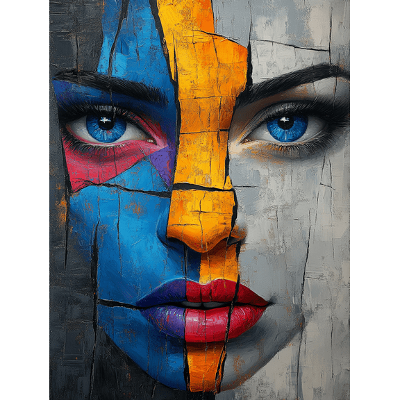 Abstract Colorful Face Canvas Painting，Suitable for Living Room， Bedroom， Office， Dining Room， and Bathroom Decoration.