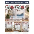 thumbnail image 6 of Xmas Flowers Valances for Windows, 42 x 18in, Green Red Christmas Poinsettias Pine Leaf Fruits Rod Pocket Kitchen Valance Curtain Light Filtering Window Treatments for Living Room Bedroom, 1 Panel, 6 of 7