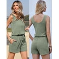 thumbnail image 5 of Ekouaer Rompers for Women Summer 2025 Casual Sleeveless Scoop Neck Tank Top Ribbed Short Jumpsuits Romper with Pockets, 5 of 5