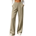thumbnail image 2 of Women's Solid Color Casual Sporty Elastic Waistband Track Pants With Pockets Comfortable Loose Fit Daily Wear, 2 of 7