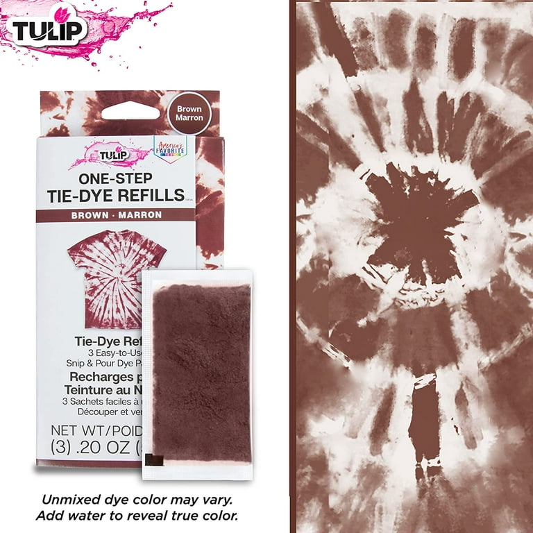 Tulip One-Step Tie-Dye Kit Dye Powder 3 4oz. Refill Packs, Brown 