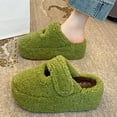 thumbnail image 4 of Heisall Women's Winter Fuzzy Lined Slippers with Thick Sole (7CM Height Increase), Adorable Letter Straps, Non-Slip Sole, Closed Toe Half-Slippers for Home Comfort, Available in 6 Colors, 4 of 8