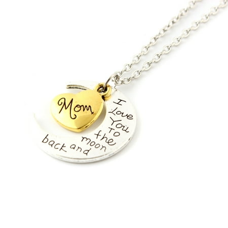 Black Mom Necklace Fashion Jewelry I Love You Family Mom Birthday Gift Pendant Necklace for Women Girl - Mom ()