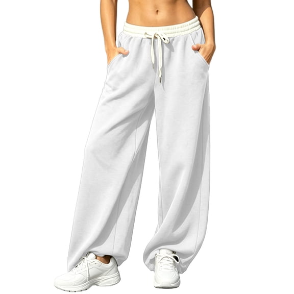fatyb Women's Wide Leg Sweatpants Baggy Lounge Pants Drawstring Womens Loose Jogger Pants with Pockets