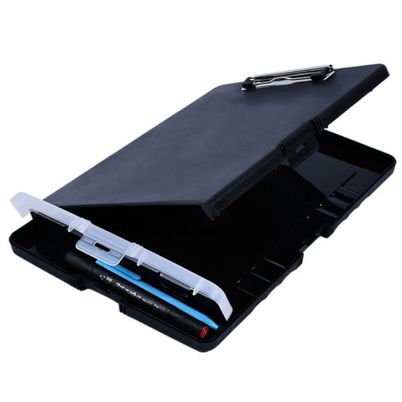 TRIANU Plastic Clipboard with Storage and Pen Holder, Heavy Duty Enclosed Clipboard Box for Nurse, Driver, Contractor, Teacher, Black