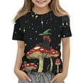 thumbnail image 2 of FamilyThread Toddler Girls Boys Fashionable Short Sleeve T-Shirt Mushroom Graphic Print Tunic Tops Crewneck Casual Summer Shirt For 3-13Y, 2 of 7