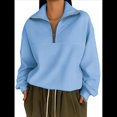 thumbnail image 1 of Sudaderas de Gran Tamaño para Mujer, Suéteres de Otoño, Sudaderas de Moda, Suéteres con Media Cremallera, Ropa de Larga. Azul XXXL, 1 of 5