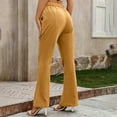 thumbnail image 5 of Lenpel Women's Flare Work Pants High Waisted Wide Leg Bell Bottom Dress Pants Bootcut Business Casual Trousers with Pockets(Yellow,X-Small), 5 of 6
