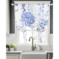 thumbnail image 5 of Hydrangea Leaves Tie Up Curtains for Window, Thermal Insulated Balloon Shade Adjustable Rod Pocket Curtains Valance Panels for Kitchen Bathroom Cafe 42 x 54 Blue Striped Botanical Floral, 5 of 6