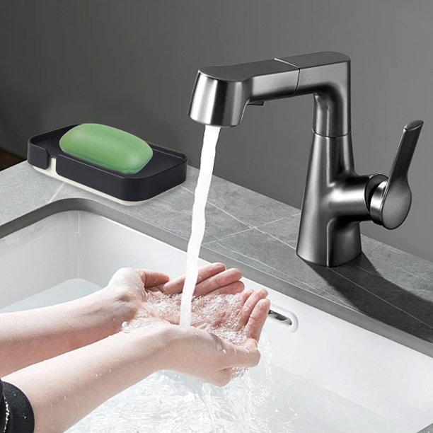 Jabonera de viaje Lisbinx con orificios de drenaje - Bandeja de plástico ABS para ducha/lavabo (base antideslizante) Jabonera de viaje