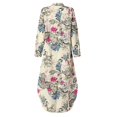 thumbnail image 4 of Chemises à Manches Longues pour Femmes Robe Chemise à Manches Longues à Col à Revers Boutonnée en Coton Imprimé Robe Maxi Irrégulière, 4 of 5
