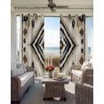 thumbnail image 4 of Blackout Curtains for Bedroom, Boho Black Brown Room Darkening Window Drapes for Living Room, Vintage Geometric Southwestern Ethnic Thermal Insulated Grommet Curtains, 52x54 inch, 2 Panels, 4 of 9