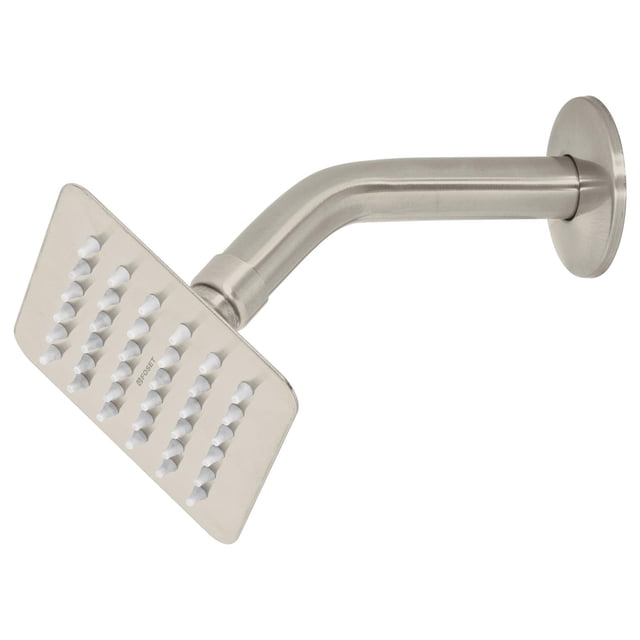 Regadera cuadrada 4", acero inox, con brazo, satín, Túbig Foset R-413N