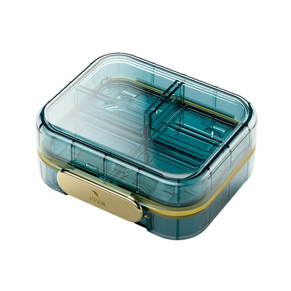 Binwennn Glass Flour Container Portable Travel Organizer With 7 Compartments Weekly For Daily And Small Container For Pocket Purses
