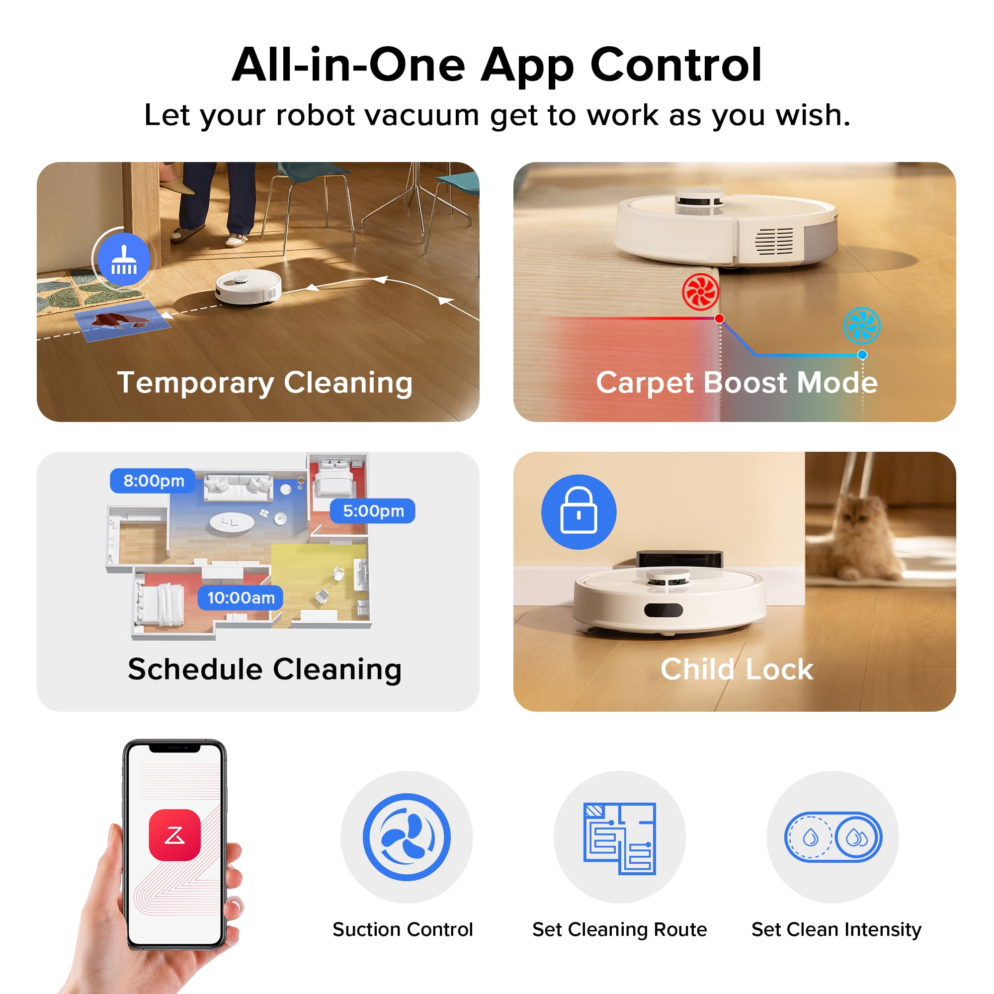 Roborock Q7 series Robot Vacuum and Mop Combo (Q7 L5), 8,000Pa Suction, Upgraded from Q5 Pro, Dual Anti-Tangle System, LiDAR Navigation, No-Go Zones, Self-Charging Robotic Vacuum Cleaner, White