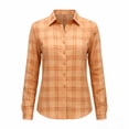 thumbnail image 2 of Women Lapel Button Long Sleeve Plaid Shirt Top, 2 of 5
