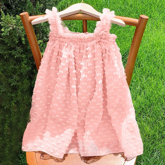 Girls Layered Tulle Dress A-Line Pink Dresses for Girls Sleeveless Tutu Dress with Back Butterfly Girls Formal Dress Girls Mardi Gras Outfit 18-24M