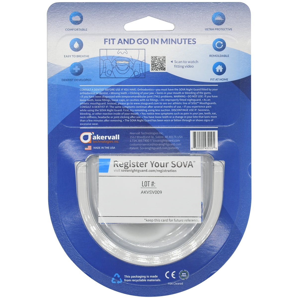 SOVA Night Guard - Protects Against Nighttime Teeth Grinding & Clenching