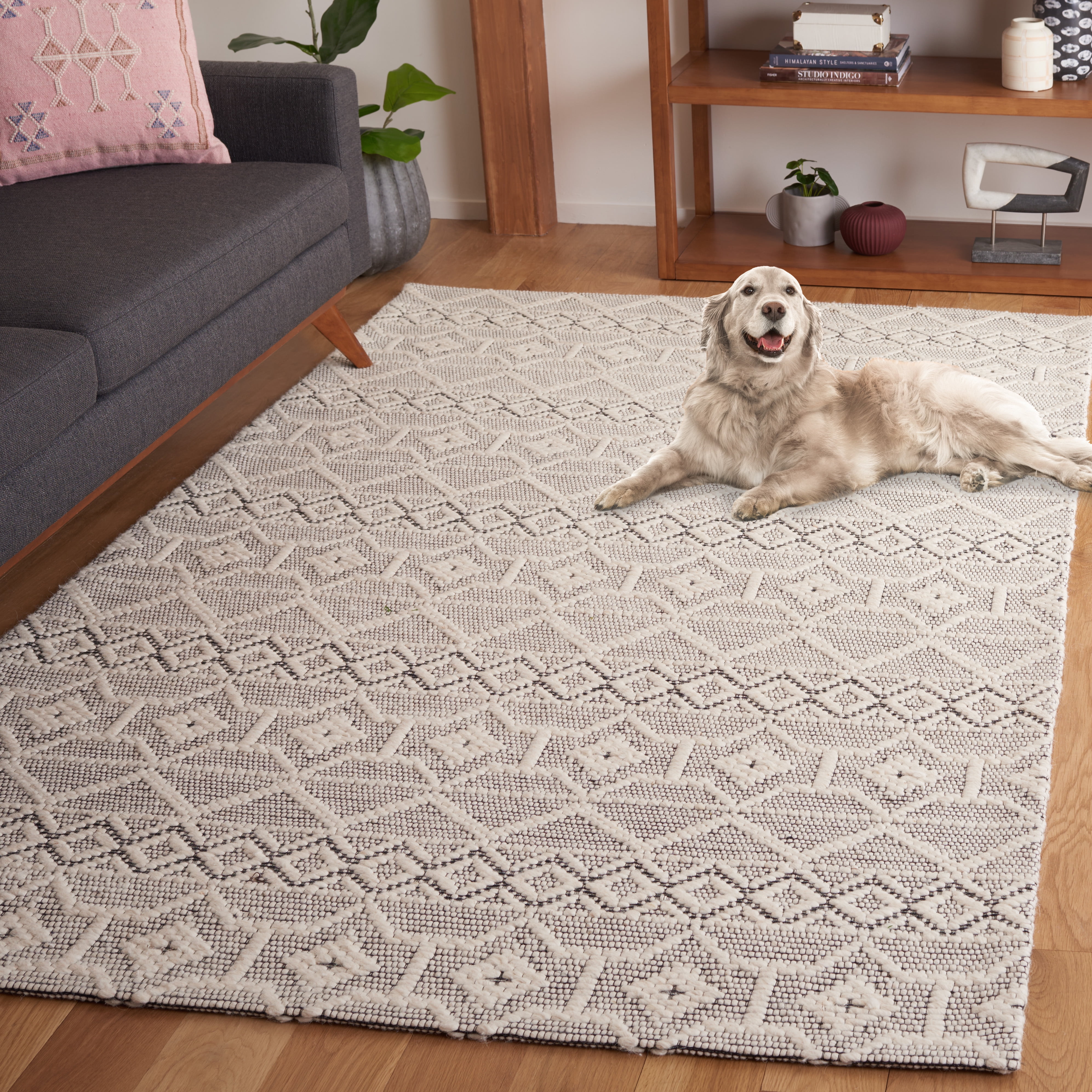 SAFAVIEH Marbella Freddy Southwestern Area Rug, Gray/Ivory, 4' x 6'