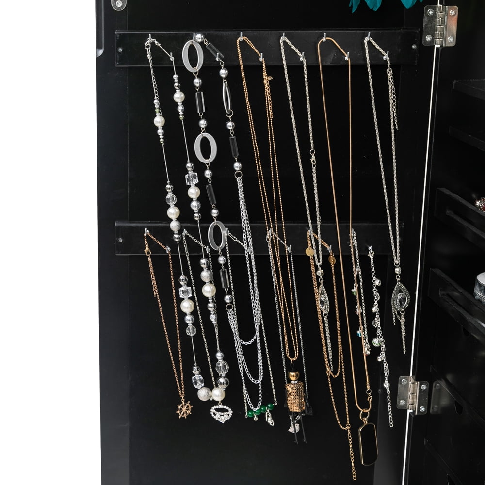 Kepooman 2-Layer LED Mirror Cabinets, Full Mirror Wall Mounted Cabinets, Brush Holders with Inner Mirror, 6 Drawers