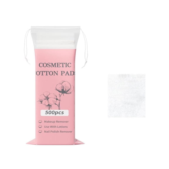 Premium Cosmetic Cotton Pads, 500 Count - Soft, Absorbent, Lint-Free Square Cotton Rounds for Makeup Removal, Skincare Application & Nail Polish Remover