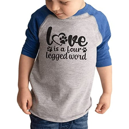 

7 ate 9 Apparel Kids Pet Lover Shirts - Love is A Four Legged Word Blue Shirt 3T