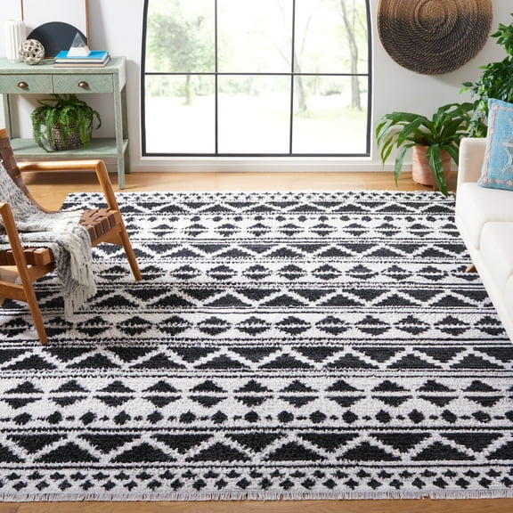 SAFAVIEH Augustine Kalina Geometric Area Rug, Black/Ivory, 9' x 12'