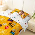thumbnail image 4 of Castle Fairy Cartoon Train Pattern Twin Comforter Sets 3-Piece for Kids, Ticket Print Bedding Set for Bedroom, Yellow Red, 4 of 6