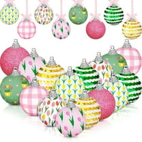 nvzhuang Spring Ball Ornaments 24 Pcs Set Tulip Print Hanging Decorations for Mini Trees Holiday Party Supplies