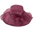 thumbnail image 4 of HJYCHN Elegant Womens Wide Brim Sun Hat Floral Design Summer Beach Dress Hat for Outdoor Wedding Shower One Size, 4 of 7