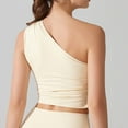 thumbnail image 4 of One Shoulder Tops for Women Sports Yoga Summer Sleeveless T Shirt Slim Fitted Casual Blouses with Built in Pads (S, Beige), 4 of 4