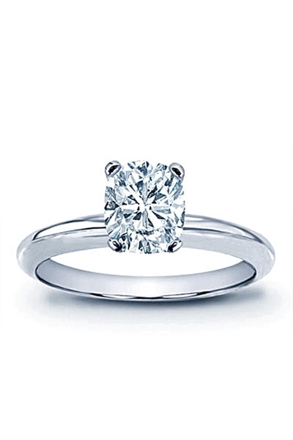 Natural 14K White Gold With 1.0 Ct Sparkling Diamond Wedding Engagement Classic Solitaire Ring For Women
