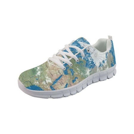 

Fashion World Map Pattern Women Sport Jogging Running Shoes Ladies Sneakers 2022 Breathable Mesh Flat Woman Flats Casual Shoe