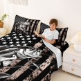thumbnail image 3 of Castle Fairy Distressed Mono Bass Art Queen Sheets 4 Pieces,Vintage American Flag Lure Silhouette Layout Queen Sheet Sets,Gray Black,1 Fitted Sheet,1 Flat Sheet and 2 Pillowcases, 3 of 6