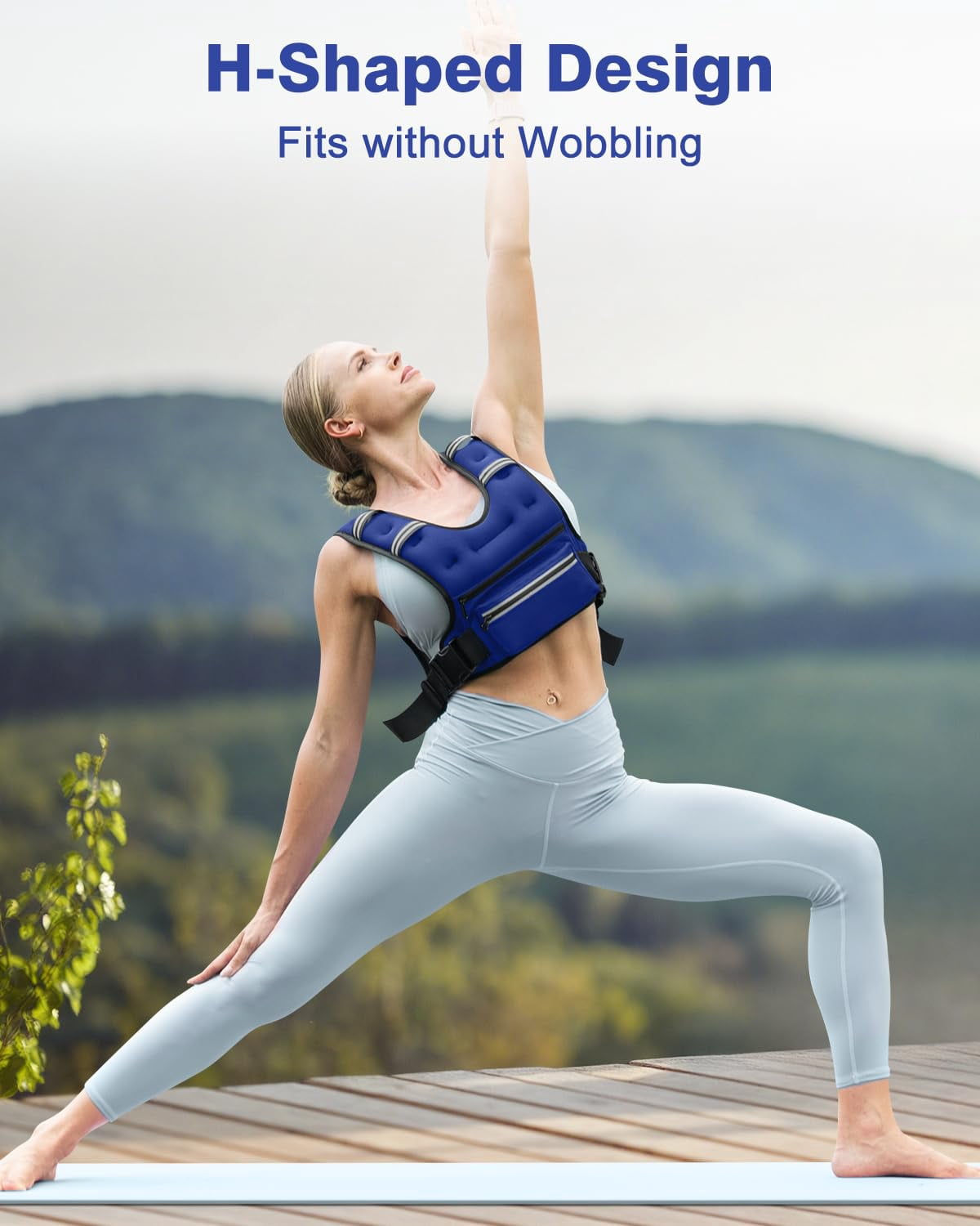 Blue 8 lb Weighted Vest for Workout Running Walking