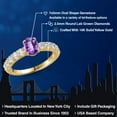 thumbnail image 2 of Gem Stone King 14K Yellow Gold Purple Amethyst and Lab Grown Diamond Engagement Ring for Women | 1.40 Cttw | Oval Checkerboard 7X5MM | Gemstone February Birthstone | Size 5, 2 of 6