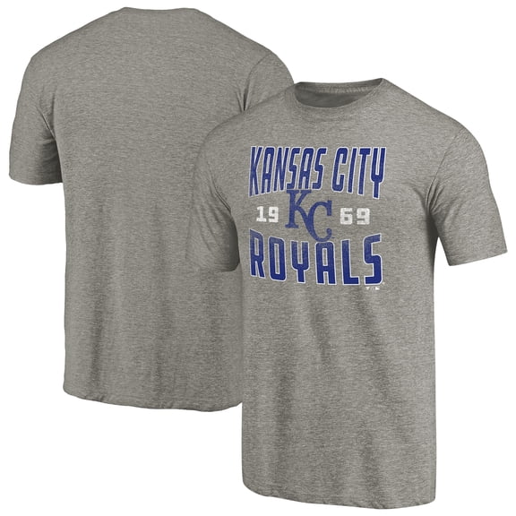 Men's Gray Kansas City Royals Cooperstown Collection Antique Stack Tri-Blend T-Shirt