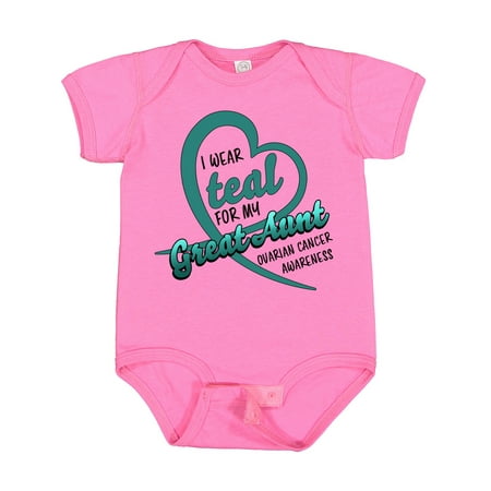 

Inktastic I Wear Teal for My Great Aunt Heart Ribbon Ovarian Cancer Gift Baby Boy or Baby Girl Bodysuit