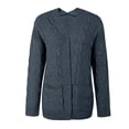thumbnail image 3 of Yuyuzo Fall Cardigans for Women Open Front Long Sleeve Cable Knit Sweater Jackets Outwear Coat Solid Color, 3 of 4