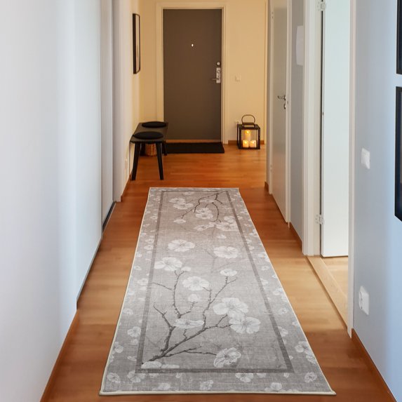 Apple Blossom Decorative Rug, Flowers and Blooming Spring Season Branches Nature Garden Romance Soft Tones, Quality Carpet for Bedroom Dorm and Living Room, 6 Sizes, Pale Grey, by Ambesonne