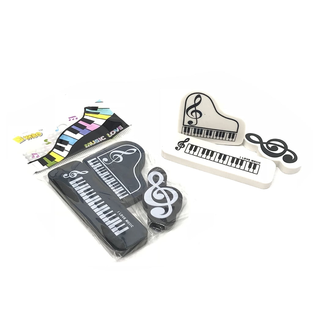 MENGSHI Novelty Erasers,Musical Piano Notes Rubber Pencil Eraser School Student Korean Stationery Correction Supplies for Kids Gifts Set of 3 