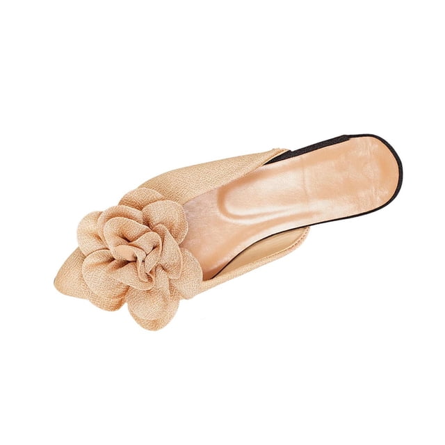 Zapatos Casuales de las Mujeres Floral Arco Punteado Pie Mulas, Punteado Pie Pisos Verano Elegante