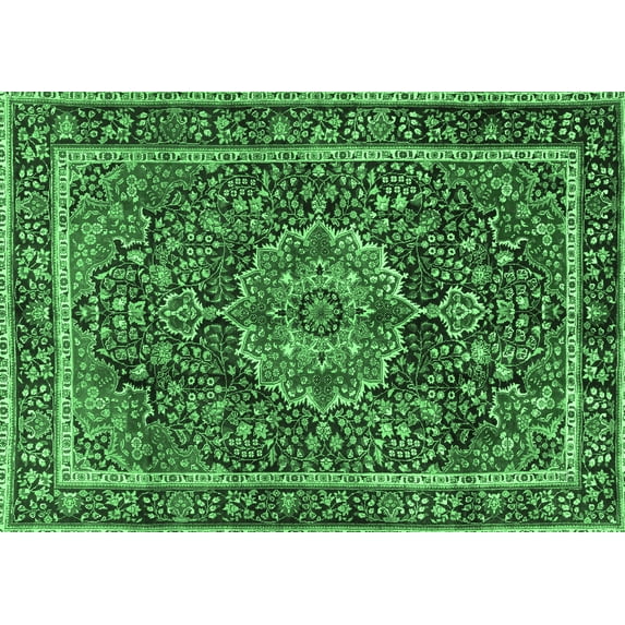Ahgly Company Indoor Rectangle Medallion Emerald Green Traditional Area Rugs, 2' x 5'